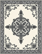 Ornate Scroll Floral Medallion Design Rug