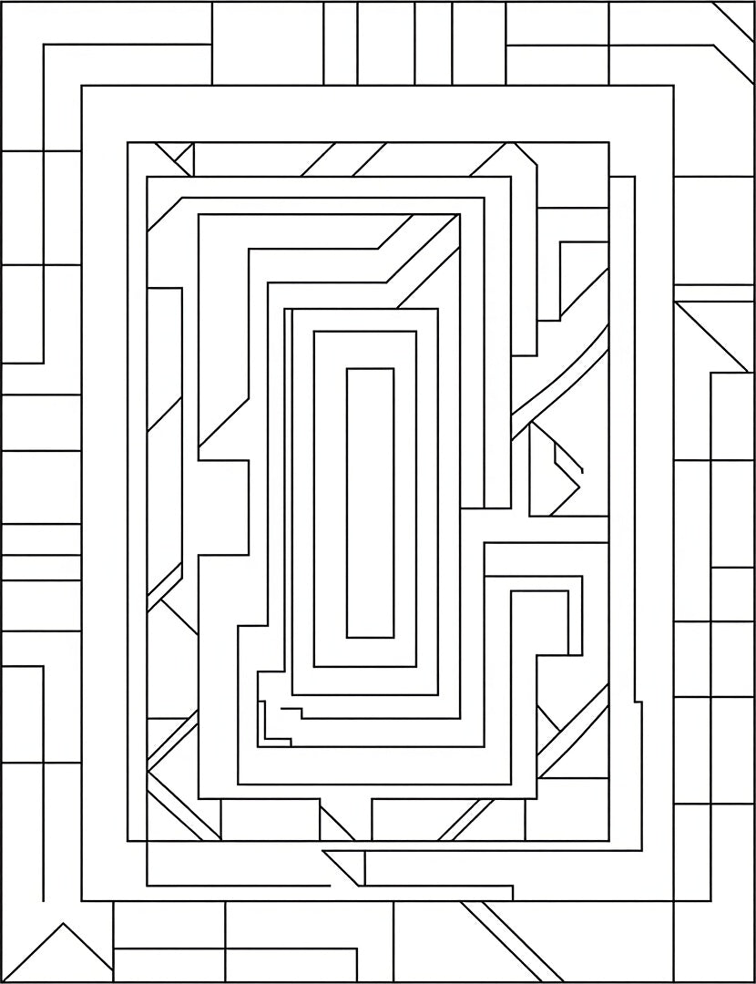 Geometric Maze Pattern Rug