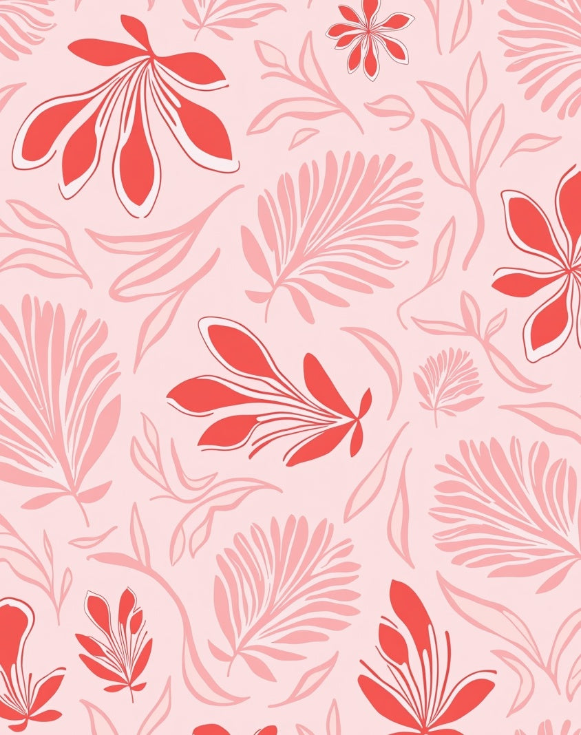 Coral Floral And Leaf Pattern Rug
