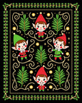 Joyful Elves Black Holiday Border Rug