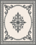 Intricate Black Floral Scrollwork Rug