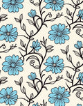 Blue Floral Swirl Pattern Rug