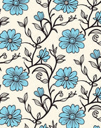 Blue Floral Swirl Pattern Rug