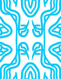 Abstract Blue Swiggle Pattern Rug
