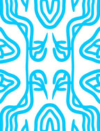 Abstract Blue Swiggle Pattern Rug