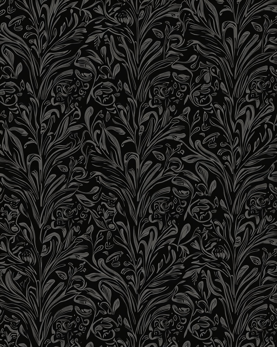 Dark Floral Vines Elegant Pattern Rug