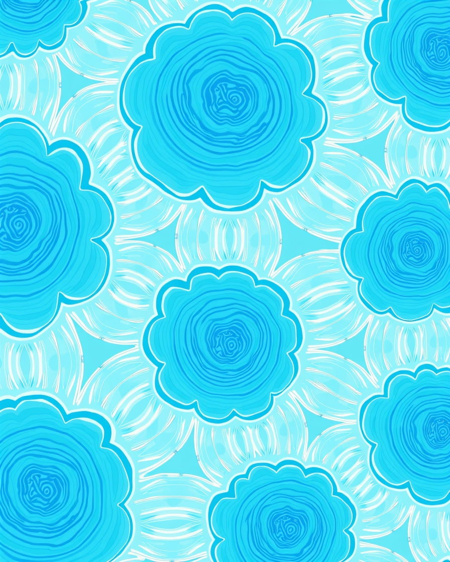 Bright Aqua Floral Bloom Rug