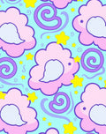 Whimsical Pink Cloud Star Swirl Rug