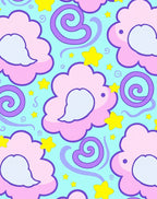 Whimsical Pink Cloud Star Swirl Rug