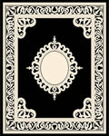 Ornate Cream Scrollwork Frame Pattern Rug