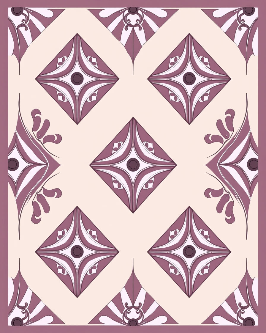 Elegant Pink Diamond Motif Pattern Rug