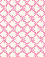 Pink Cream Ornate Lattice Pattern Rug