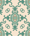 Teal Leafy Ornament Pattern Rug