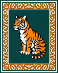 Majestic Tiger With Ornate Border Rug
