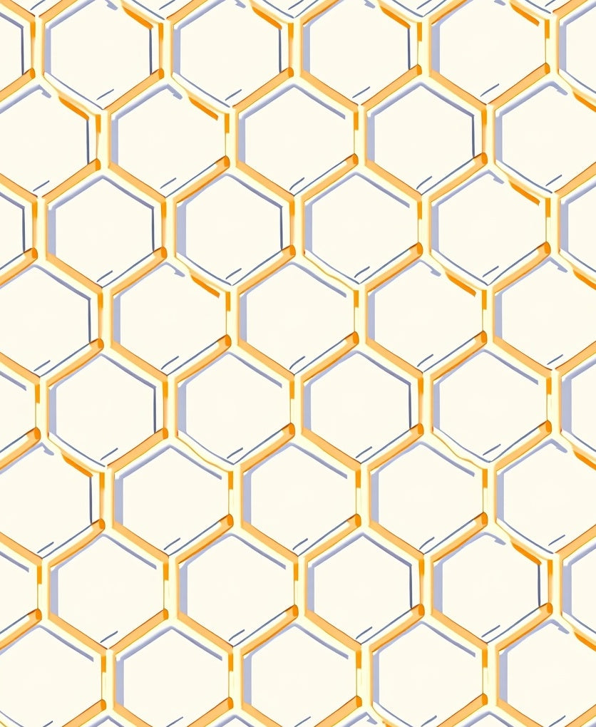 Golden Honeycomb Geometric Pattern Rug