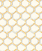 Golden Honeycomb Geometric Pattern Rug