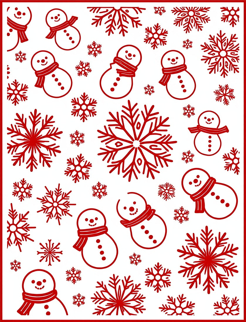 Red Snowman Snowflake Holiday Collection Rug