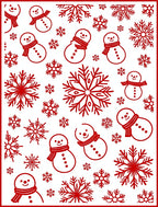 Red Snowman Snowflake Holiday Collection Rug