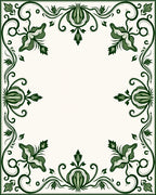 Art Nouveau Green Floral Swirls Rug
