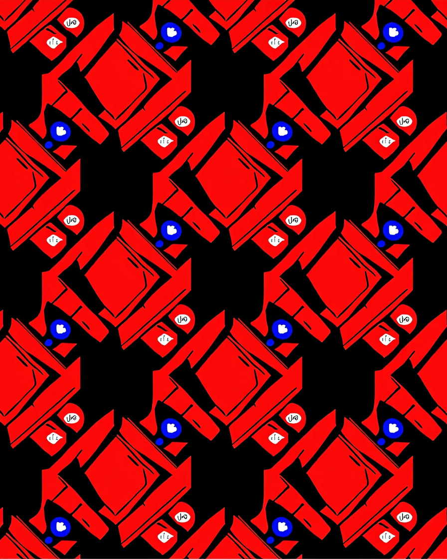 Bold Red Abstract Geometric Design Rug