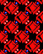 Bold Red Abstract Geometric Design Rug