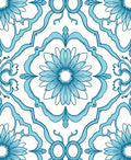 Floral Scrollwork Aqua Pattern Rug