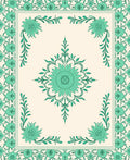 Teal Floral Mandala Border Design Rug