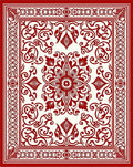 Ornate Red Floral Medallion Design Rug