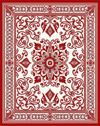 Ornate Red Floral Medallion Design Rug