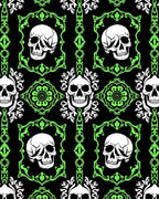 Gothic Skull Neon Damask Rug