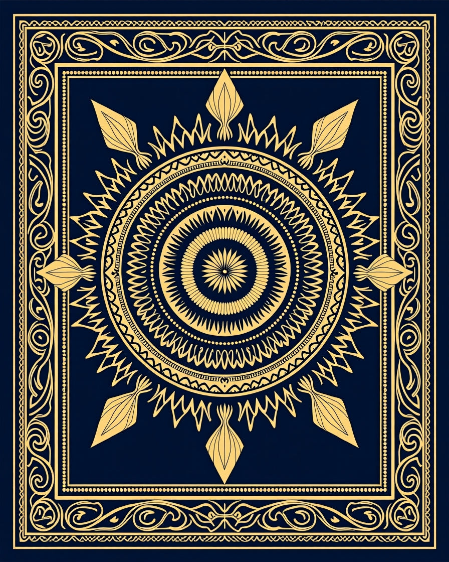 Intricate Sunburst Mandala Design Rug