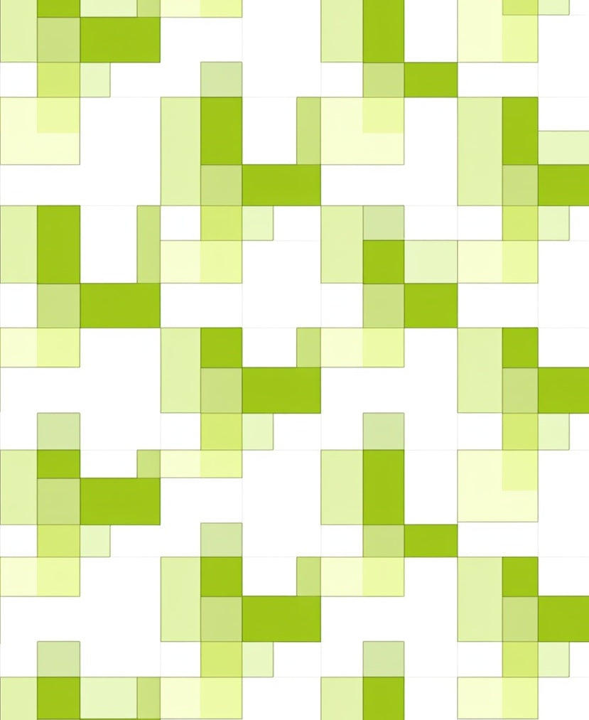 Lime Green Abstract Pixel Design Rug