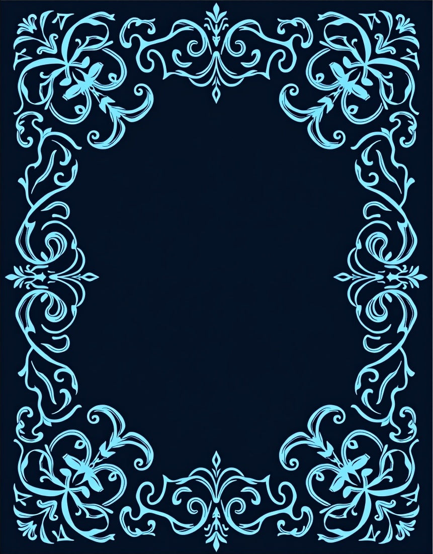 Elegant Swirls Floral Border Design Rug