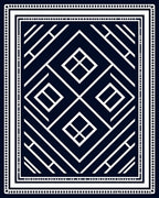 Geometric Patterned Navy White Rug