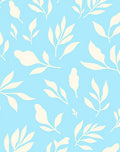 Light Blue Botanical Leaf Pattern Rug