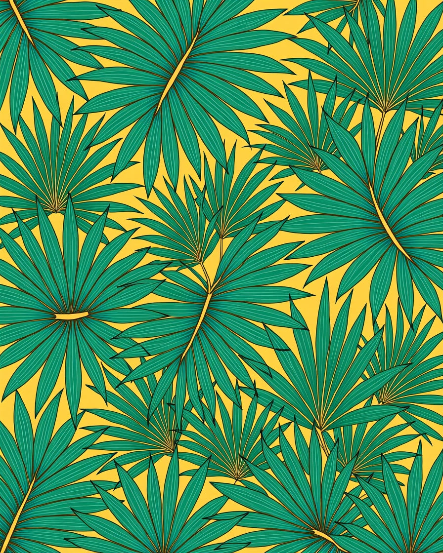 Tropical Green Leaf Print Rug