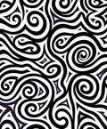 Bold Black White Abstract Swirl Rug