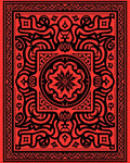 Intricate Black And Red Floral Pattern Rug