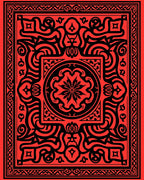 Intricate Black And Red Floral Pattern Rug