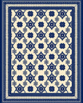 Classic Blue and Cream Intricate Floral Pattern Rug
