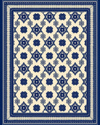 Classic Blue and Cream Intricate Floral Pattern Rug