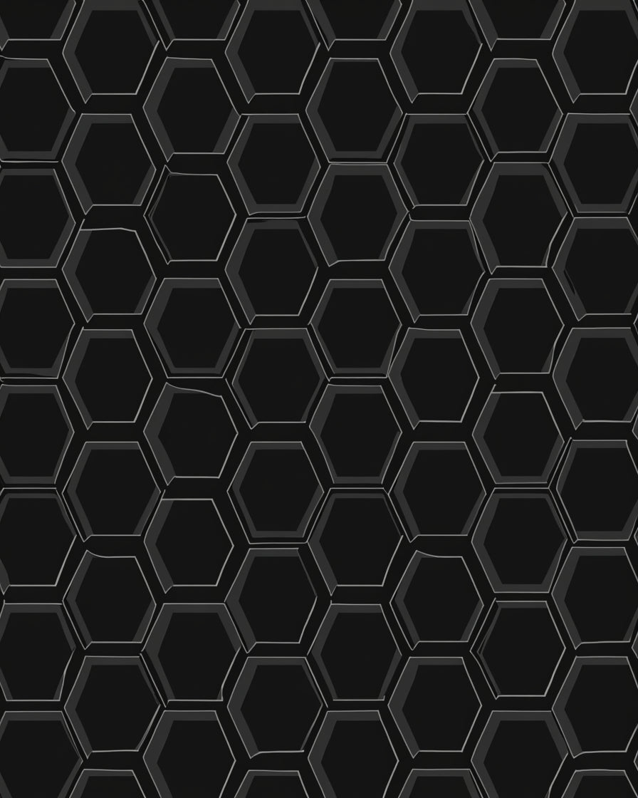 Dark Gray Hexagonal Geometric Design Rug