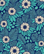 Art Nouveau Floral Sunburst Pattern Rug