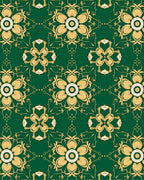 Ornate Floral Patterned Emerald Rug