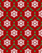 Crimson White Snowflake Foliage Repeat Rug