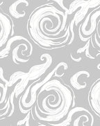 Gray Swirl Floral Sketch Rug