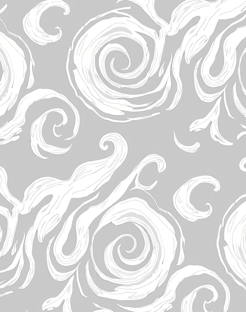 Gray Swirl Floral Sketch Rug
