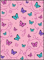 Pink Butterfly Swirl Pattern Rug