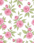 Pink Roses Blooming Pattern Rug
