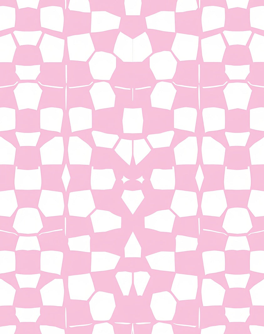 Pink White Irregular Checkered Pattern Rug